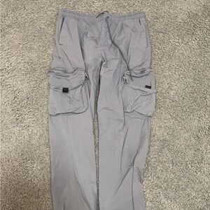 grey scrunched cargos